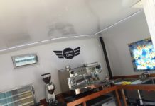 the inside of luminate coffee trailer in Seattle